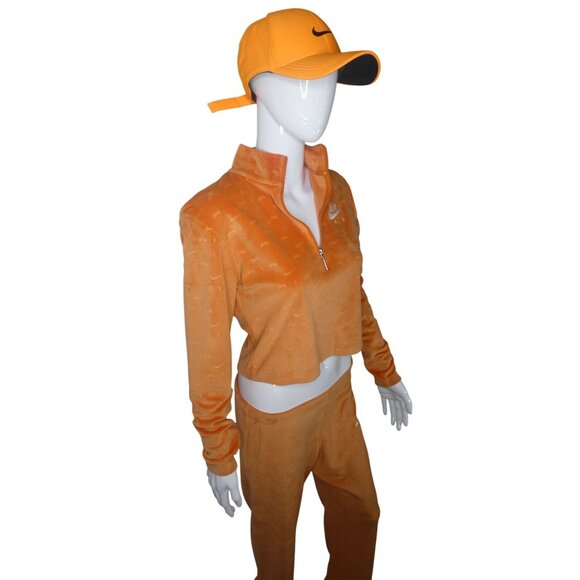 Nike‎ Women's Velour 2PC Track Suit Set Orange Size - M-Jacket/L-Pants - Picture 3 of 9
